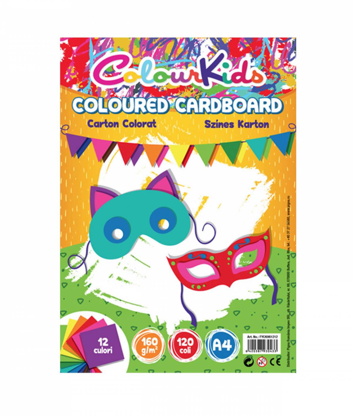 Carton color A4 160 gr, 100 coli, 10 culori