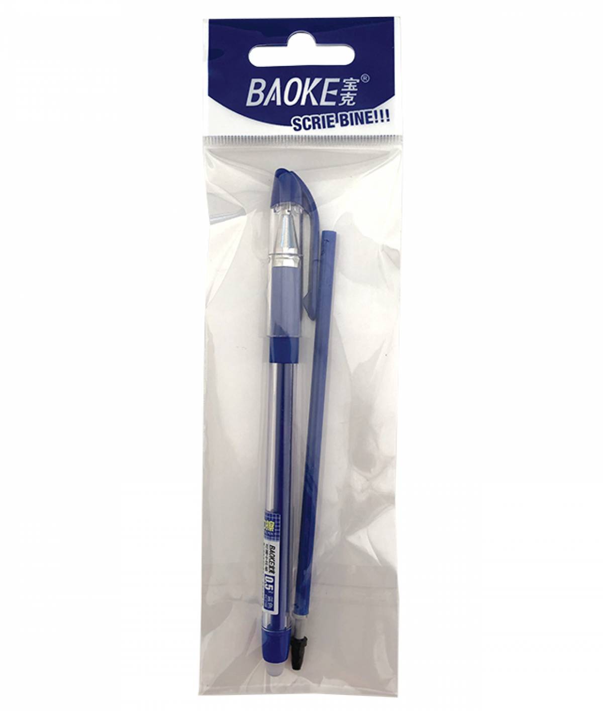 Pix  BAOKE Gel ERASABLE 0 5mm si rezerva ALBASTRU in set 