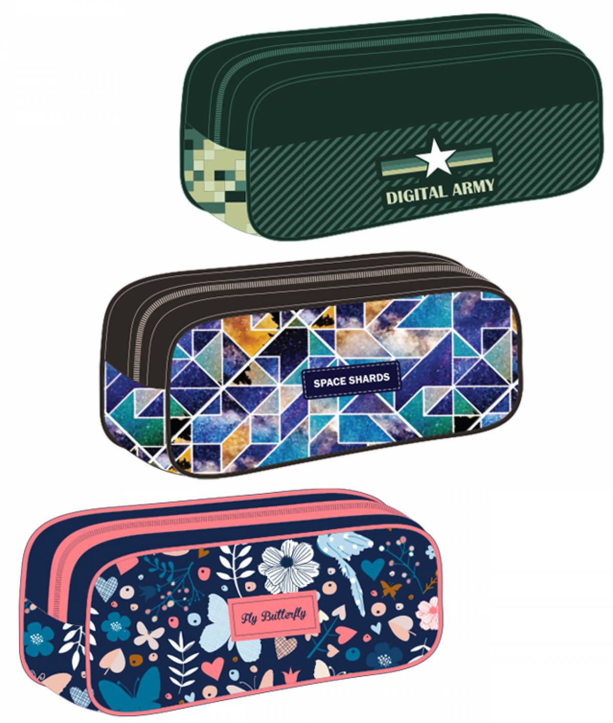Penar Mic tip Etui, Schoolfriendly Design mixt, 1 Fermoar, Mix Culori