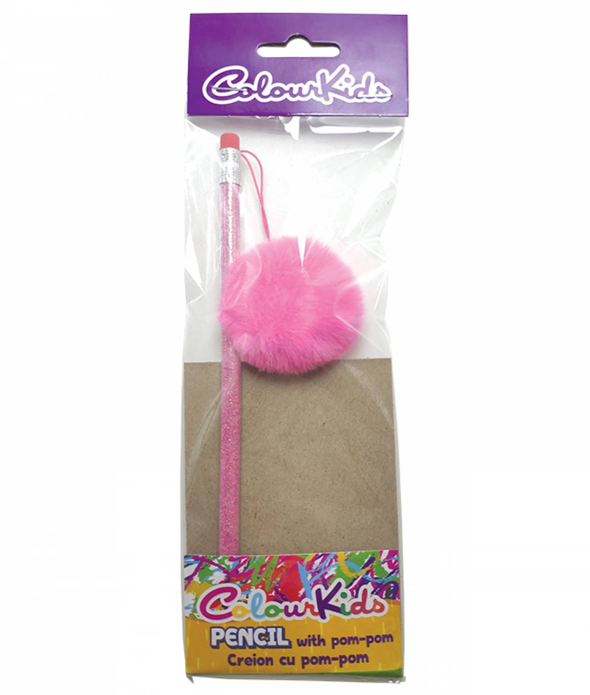 Creioane HB cu guma POM POM blister 1buc Colour KIDS