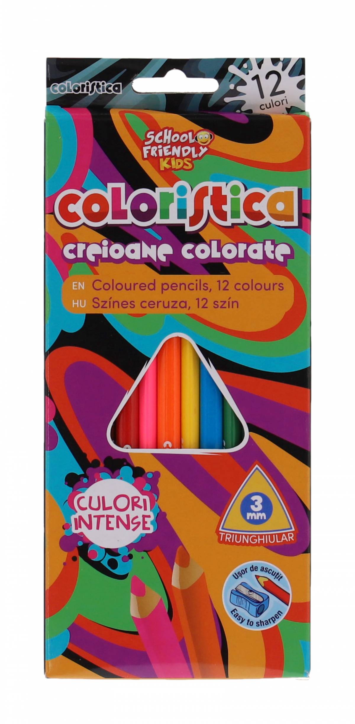 Creioane Color COLORISTICA 12 culori Triunghiulare 3 mm
