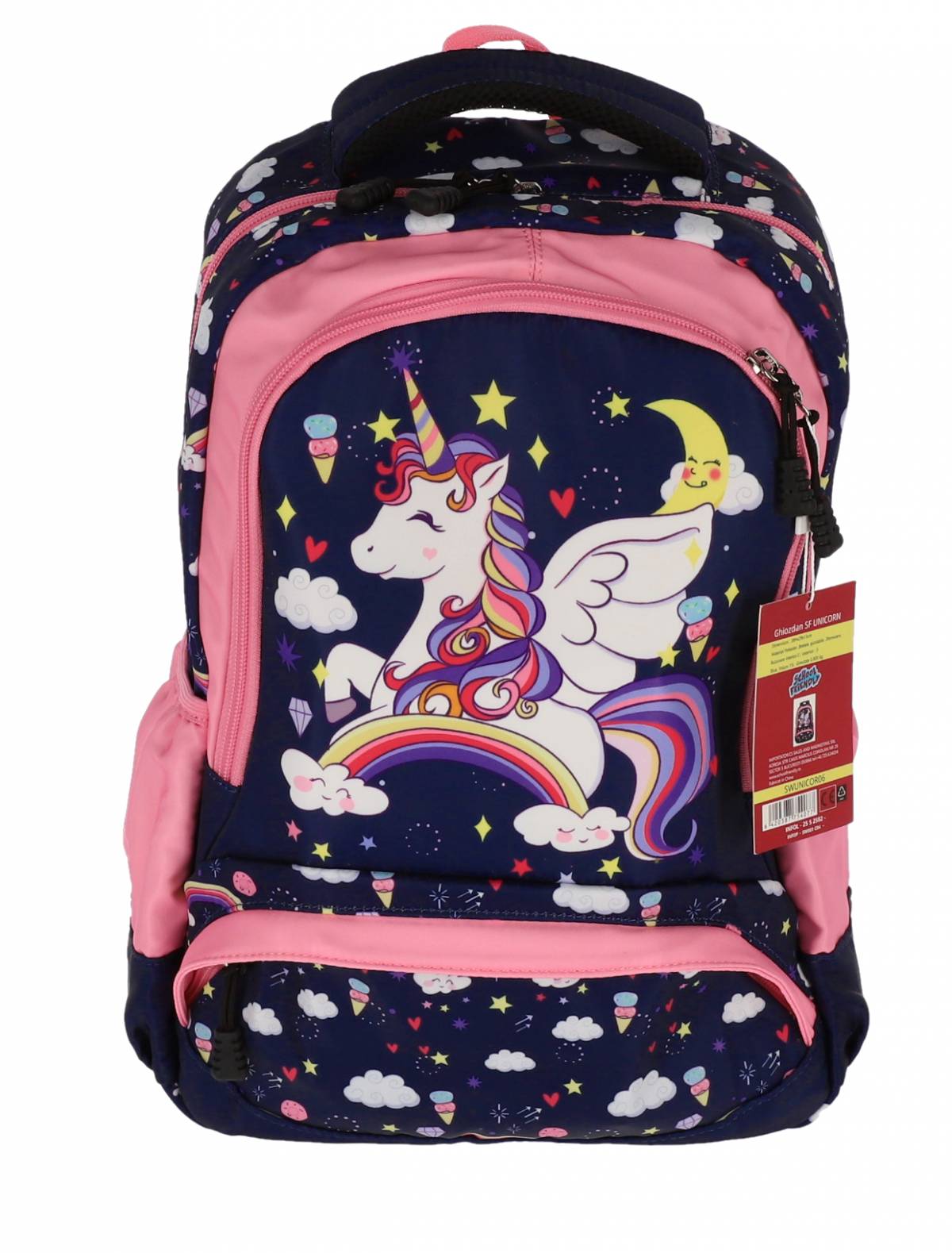 Ghiozdan UNICORN SF 4F 39Hx29x13cm 0.8Kg BLEU STAR