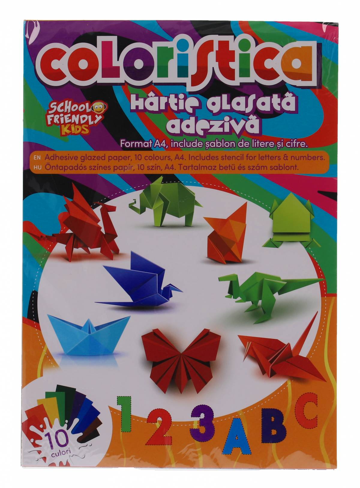 Hartie glasata A4 10 culori Adeziva COLORISTICA