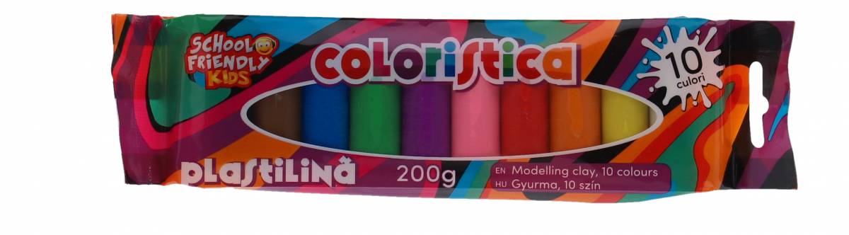 Plastilina 10 culori 200gr ambalaj plastic COLORISTICA